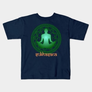 Sukhasana Yoga Pose Kids T-Shirt